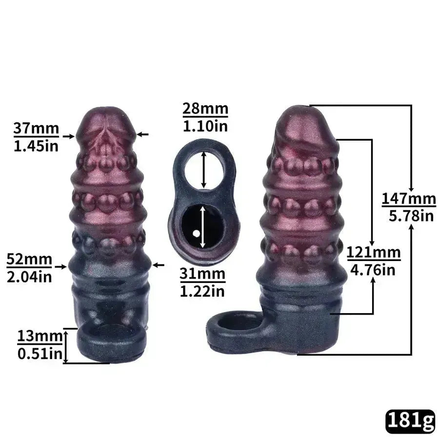 Realistic Ribbed Silicone Penis Sleeve 15cm