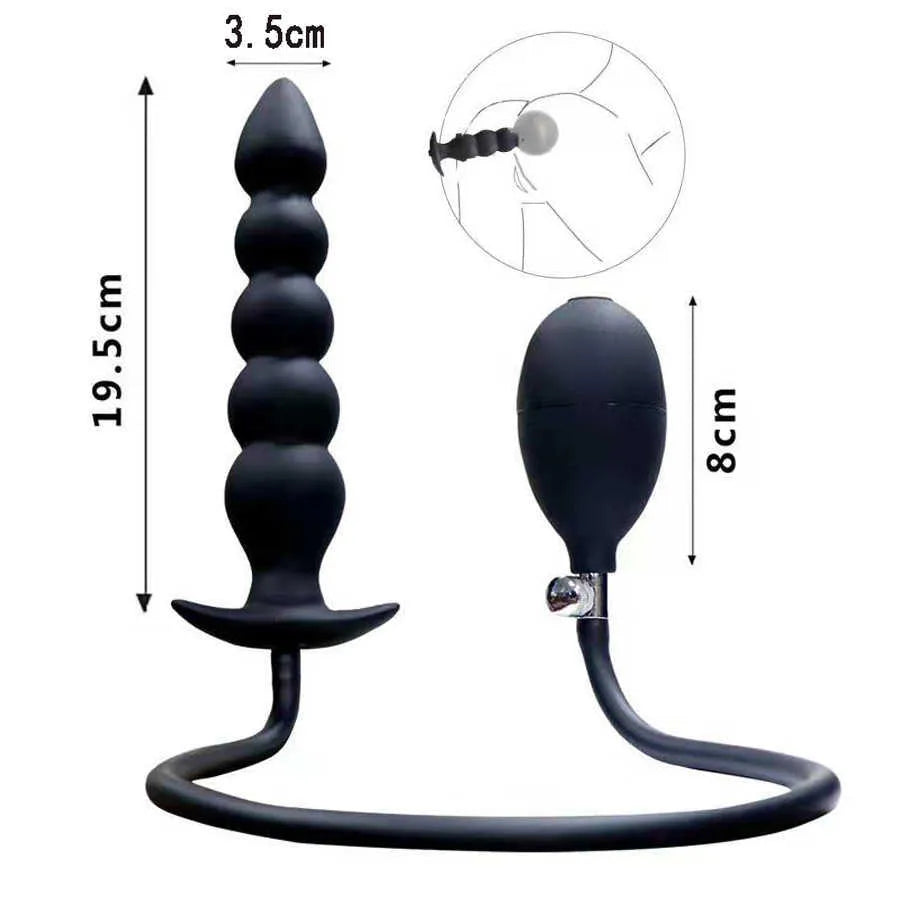 Black Inflatable Anal Beads Toy