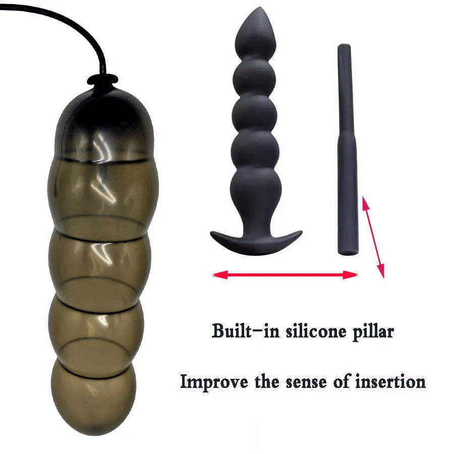 Black Inflatable Anal Beads Toy
