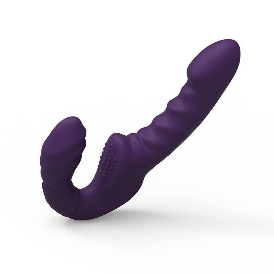Paarse Strapless Strapon Met Afstandsbediening Voor Koppels