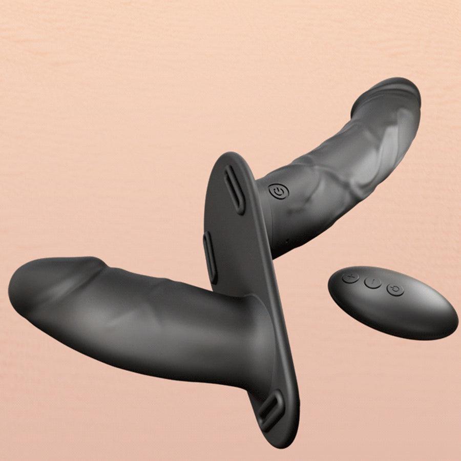 Dubbele Strapon Met Vibratie En Afstandsbediening