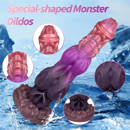 Paarse Alien Monsterdildo met Dubbele Knot Zuignap