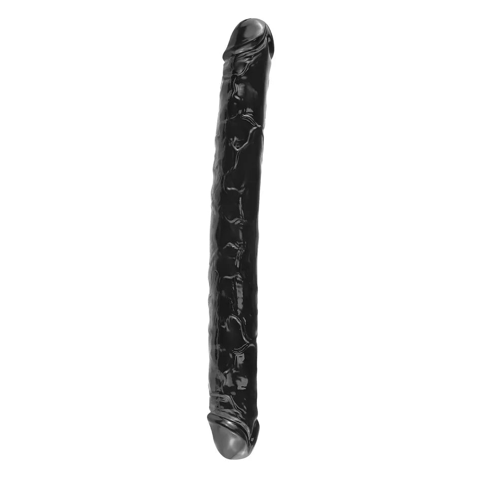 Dubbele Dildo 45.7 cm Zwart Lange Geribbelde Speelgoed