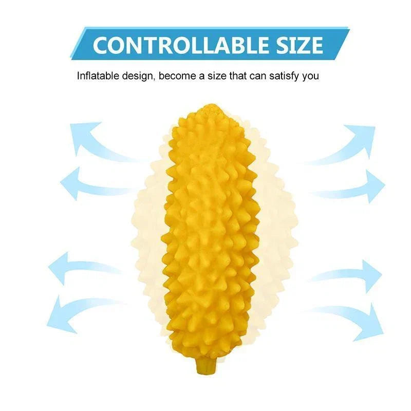 19.5cm Gele Doerian Inflatable Buttplug Met Handpomp
