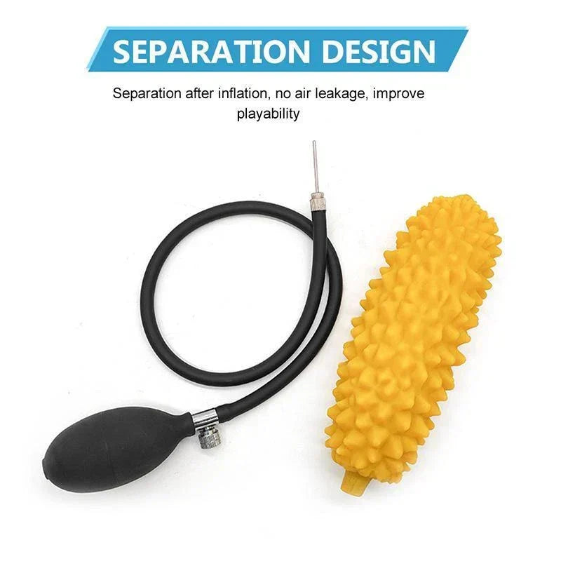 19.5cm Gele Doerian Inflatable Buttplug Met Handpomp
