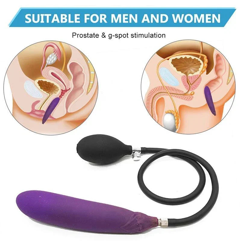 Paarse Aubergine Inflatable Plug Met Silicone