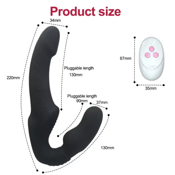 Black Dubbele Vibrerende Strapless Strapon Met Afstandsbediening