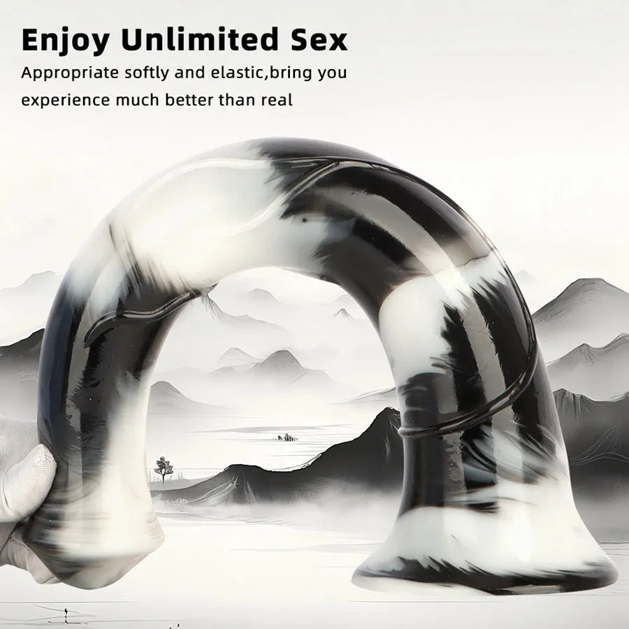 41 cm Zwart Witte XXL Horse Dildo