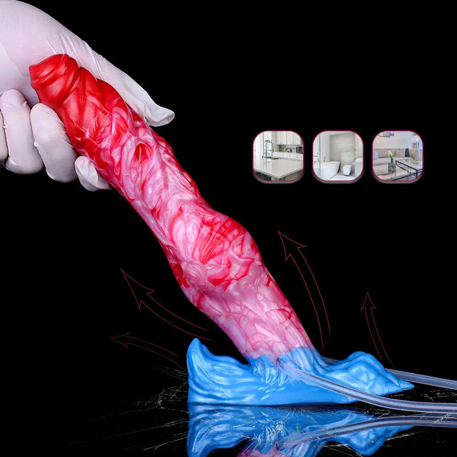 Monster Inflatabledildo Met Knot En Spuitfunctie