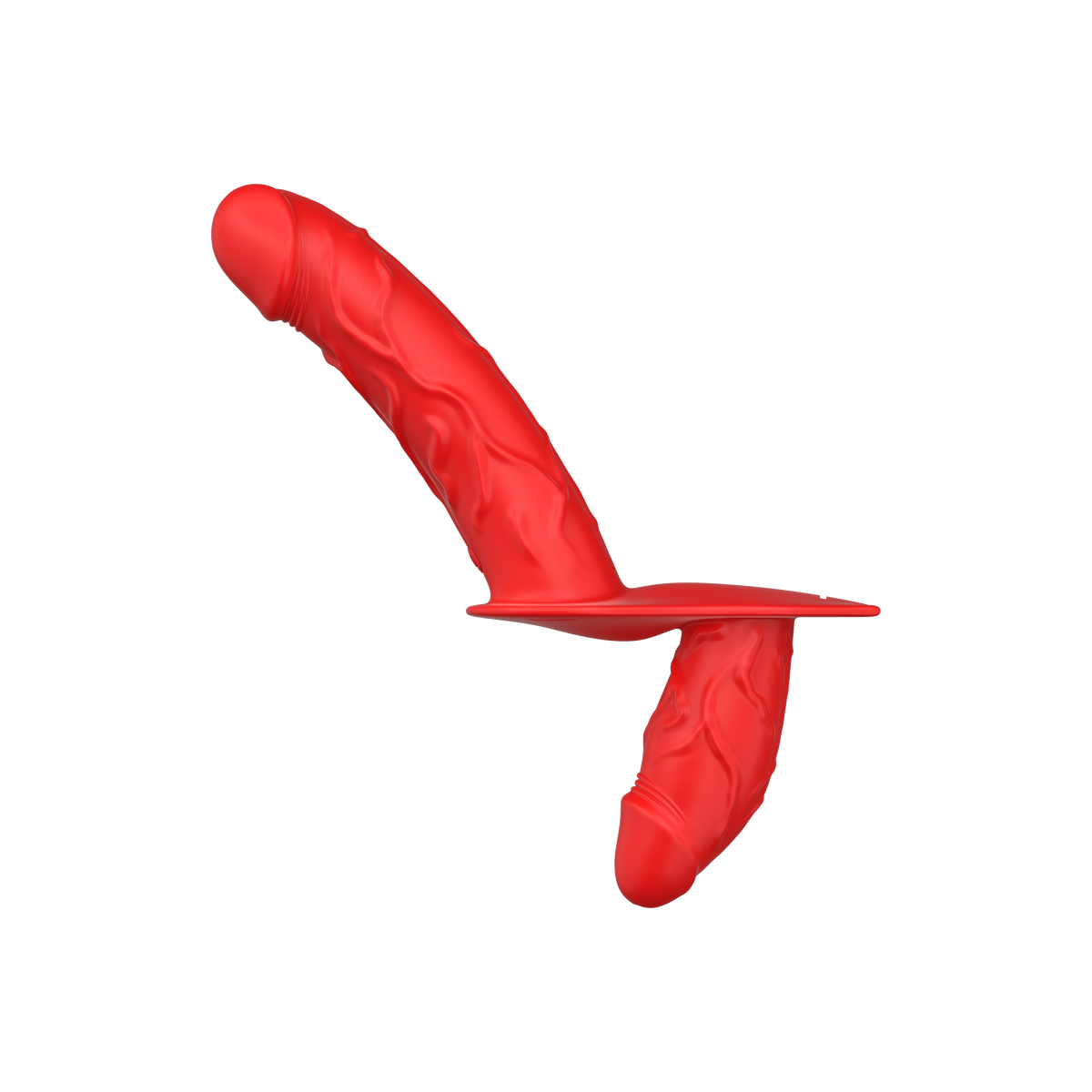 Rode Vibrerende Double Strap On Met Afstandsbediening
