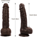 画像をギャラリー ビューアにロード Best 7 Inch Brown Lifelike Glans Veins Testicles Dildo For Beginners